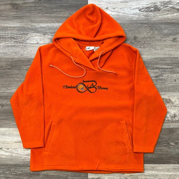 Vintage 1999 NFLP Edge Cleveland Browns Orange Mens M Fleece Pullover Hoodie - Picture 2 of 9